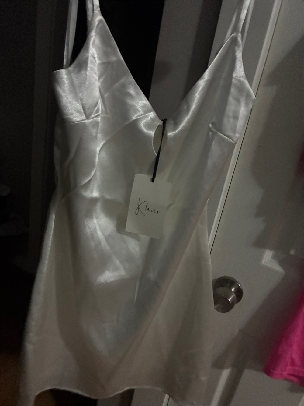 Klesis clothing Silky White Slip Dress with Spaghetti Straps